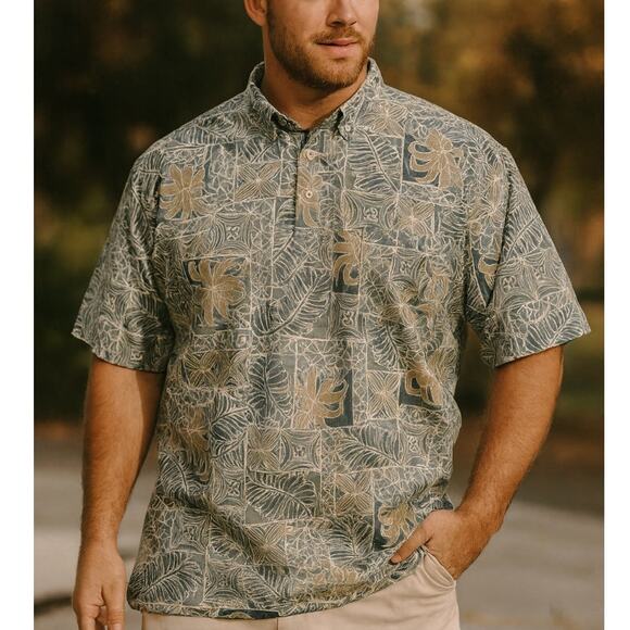 Reyn Spooner Reverse Weave Hawaiian Shirt Pullover Button Front  XXL Tropical - Picture 1 of 7